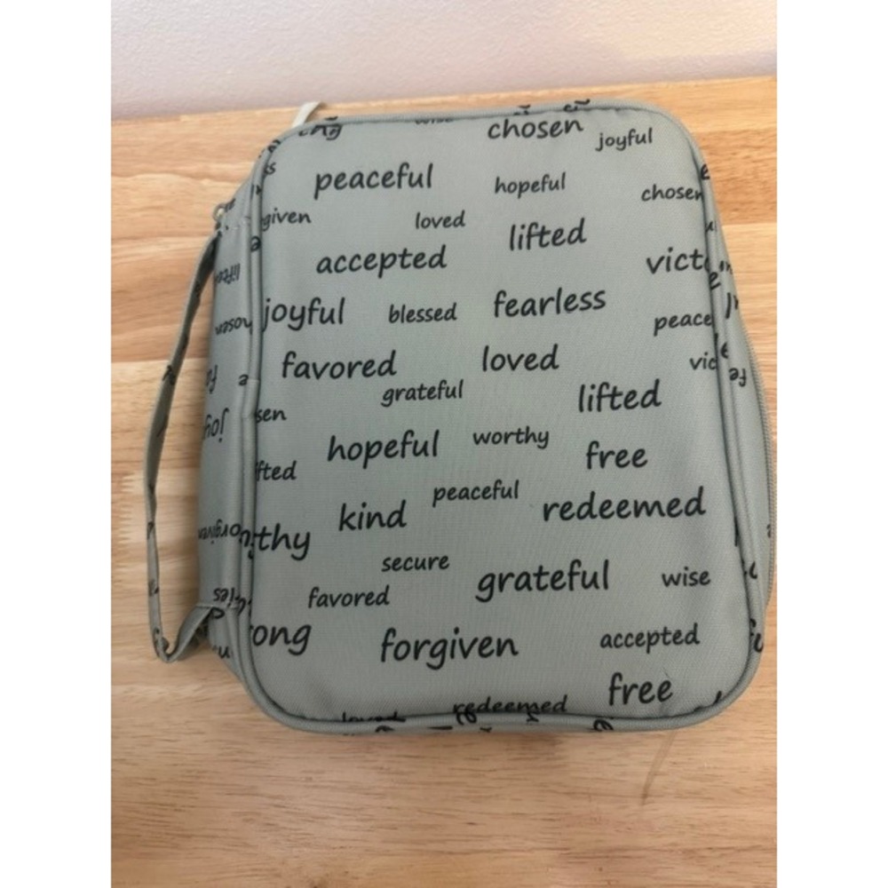 Inspirational Bible Cover Case Sage Green Blessed Grateful Organizer with Tabs